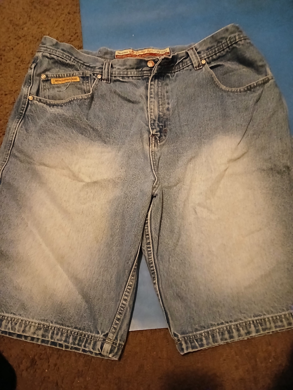 Brooklyn Express Stone Wash Cargo Jeans Shorts Size 42 Excellent Condition